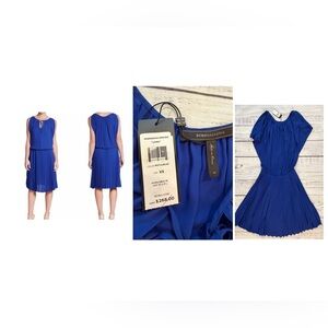 NWT BCBG MAXZADRIA LONA Royal Blue Elastic Waist Pleated Skirt Lined Dress XS